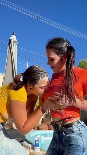 Poolside Messy Girls, Wet Jeans, Cream & Dirty Teasing - Part 1