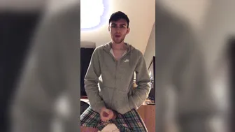 British Twink Wanks in Trackies and Shoots a Load