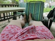 Rainy day back porch jerk and nice cum!