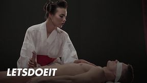 Astounding geisha knows how to take care of cock