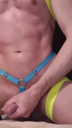Jaw-dropping moment from "Anal play for daddy in Neon Harness"