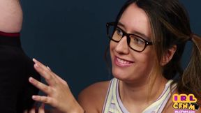 Glasses cutie CFNM cocksucking to lover