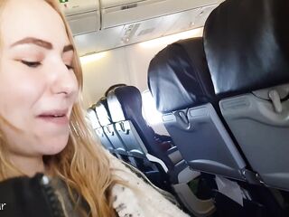 This Babe couldn't Expect Anymore! Real Blow Job in a Public Airplane