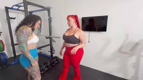 Stretch Session Turned Lesbian Strap on Sex