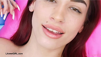 Red haired model shows her sex body