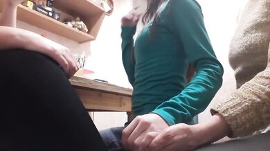 When ex girlfriend licks her new girlfriends kitty in the kitchen sighing dirty Russian talk fille