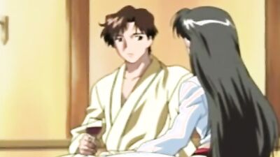 Naughty cartoon Asian seduces you with her bathrobes and hentai games