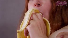 Sweetly Masturbated with a Banana and a Lollipop