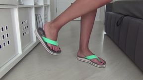 Slam heels and stripedsoled flip flops a