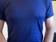 Jerking off standing up before dinner. I have an intense orgasm!