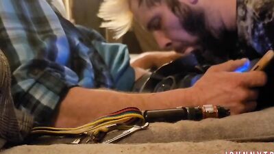 JohnnyTrigger gives a straight mechanic a hard pounding & swallows his load