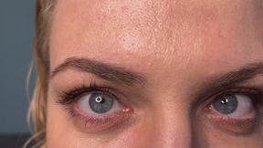 Staring into natural blue eyes