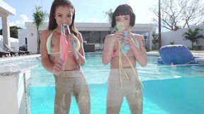 polly petrova and candy crush get fucked deep in the ass after fucking each other in the pool and drinking pee