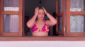 Jasmine shows off in a bikini and lingerie
