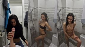 cum piss shower