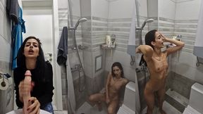 cum piss shower