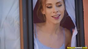 Blonde ice cream girl Anya Olsen gets stuffed in her truck