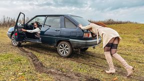 CAR STUCK Chris and Darina got stuck on the hill