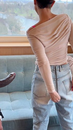 Lucy's London Adventure: BBC Kiss, Deep Throat Blowjob, and Standing Sofa Sex with Easy Access Jeans