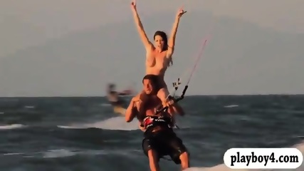 Sexy Babes Kite Boarding And Driving Atv While Enjoying It