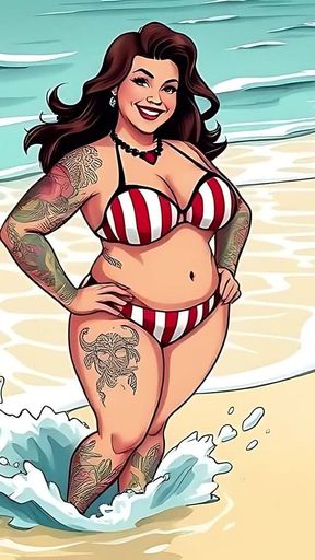 Ai Tattoo Art Curvy Bikini Women