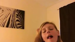 Hot Blonde Stuffs Her Mouth