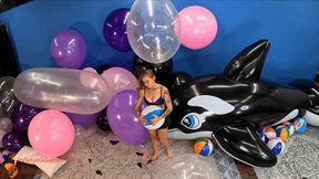 Nikki B Mass Balloon, Beach Ball, Whale and MOAB Masturbation and Pop 4K (3840x2160)
