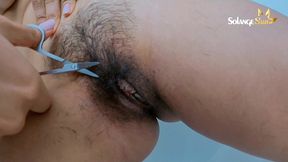 shaving my hairy pussy for you - you will cum a lot!