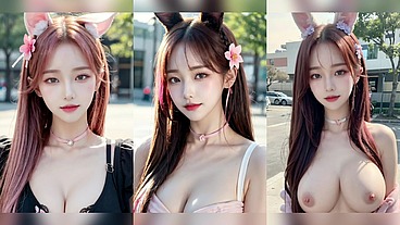 (3D ANIMATED AI-GENERATED MODELS) outdoor cat cosplay (with pussy masturbation ASMR sound!)
