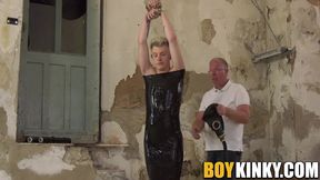 Sebastian Kane jacks off his young subs hard cock