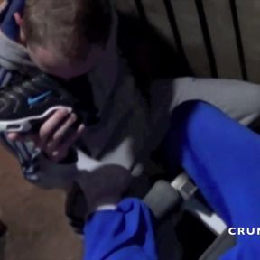 Two badboys fucking in basement with sneakers sniffing