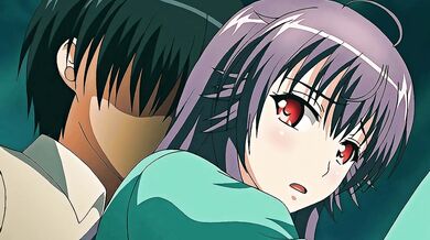 Purple haired hentai babe takes a creampie in doggystyle moaning loud