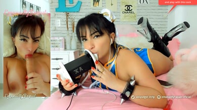 Emanuelly Raquel wears glasses in a cosplay ASMR video with ahegao and dirty talk