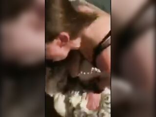 Dong thirsty bitch deepthroats and screws toy