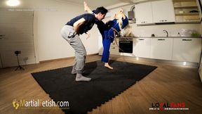 Roxane blue gi beatdown foot domination