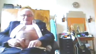 Suited Grandpa Cum On His Pants