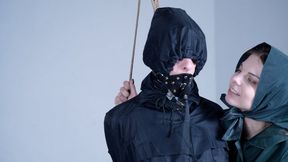 RAINCOAT SLAVE IS DESPERATE FOR MISTRESS'S KISS (HD)