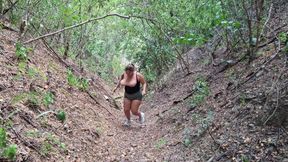 BBW Latina Exercises Outdoors with Her Tits Out