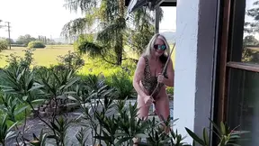 Martina in a Shiny Leopard Swimsuit: Big Tit Babe Sucks Cock