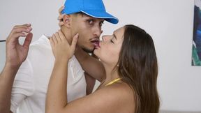 Brown-haired girlfriend Ema Ribeiro impaled by large brown cock