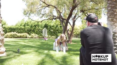 BTS - Petite Jesse Pony Gets Her Tits Out During A Photoshoot!