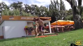 Hunter meets girl on public beach and has anal sex