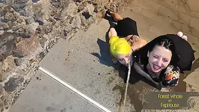 Lesbian Dirty Walk And Eating Hot-dogs Out Of Trash