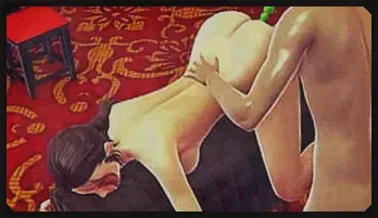 Busty Asian Anime Girl Double Toy Play in Chinese Room