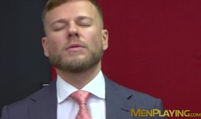 Suited Massimo Piano hard banged the smooth ass hole of sexy Matthew Anders