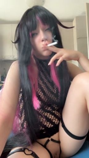 Slutty Colleague Egirl likes to smoke while you look at her pussy (Full vid on my OnlyFans/ManyVids)