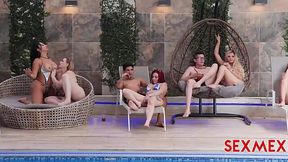 Gorgeous Curvy Brunette Latina Pool Party' Sex In Front of Everyone