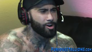 Muscular grizzly blows stream