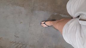 Walking in flip-flops for water while I play with it and let my pronounced arches be seen (7)