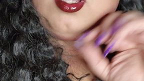 Red lipped masked BBW Latina shares a secret